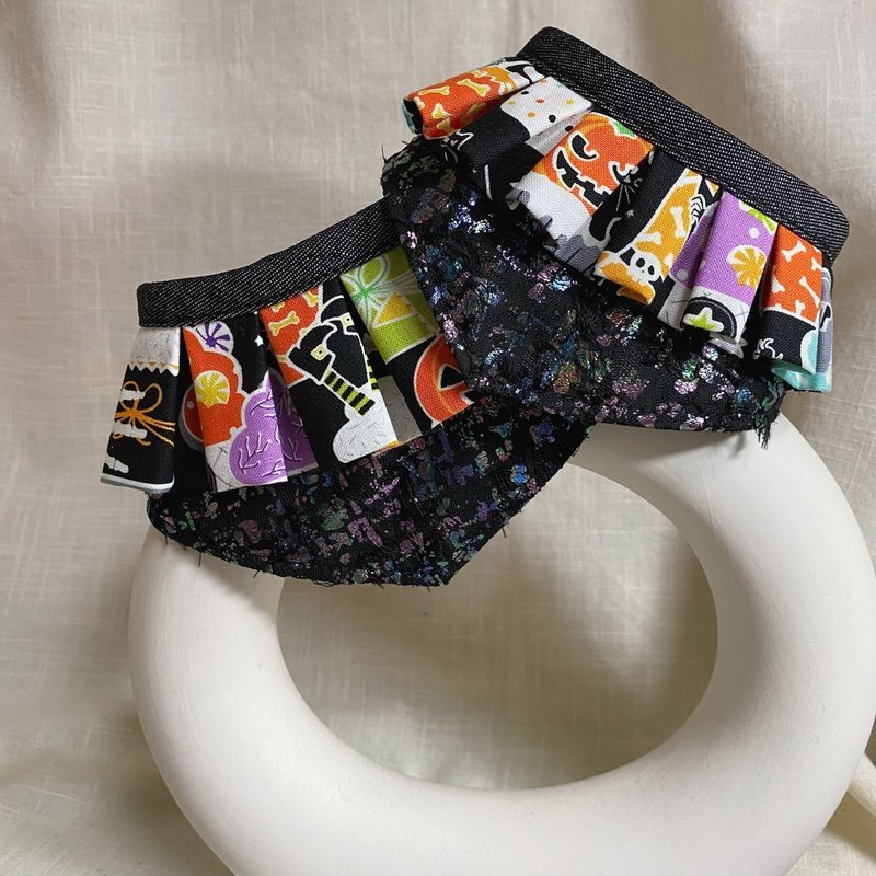 發裁手作。Facai Handmade 寵物領巾 毛孩瑪格領_夜光趴替 - 項圈/牽繩 - 棉．麻 黑色