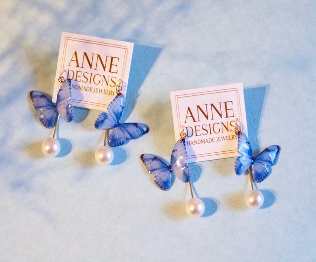 light blue butterfly earrings