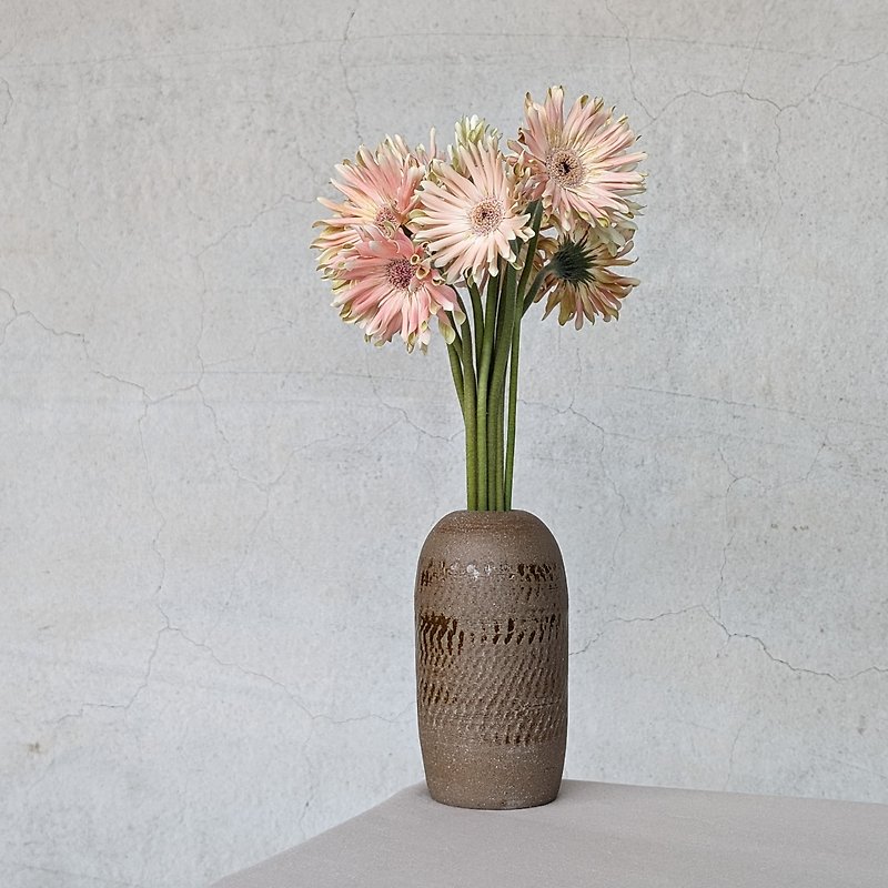 斑駁壤土花器 擺飾 - 花瓶/陶器 - 陶 咖啡色