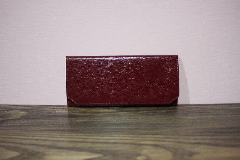 (Vintage)古董深紅色全新皮夾(生日禮物情人節禮物) - 長短皮夾/錢包 - 真皮 紅色