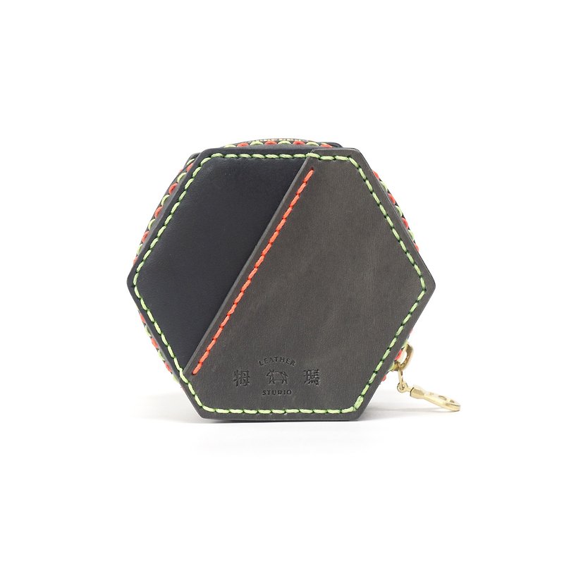 DIY Building Block Coin Purse Series - Hexagon / M1-046 / Material Pack - Leather Goods - Genuine Leather Gray