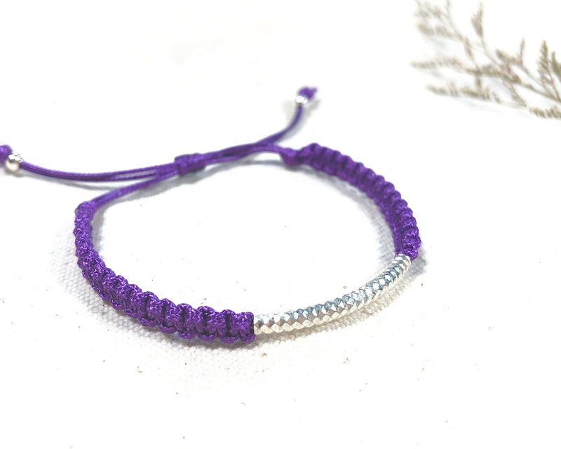 [925 Sterling Silver] Rattan Purple Japanese Rope Series (Bracelet/Foot Ring) - Bracelets - Waterproof Material Purple