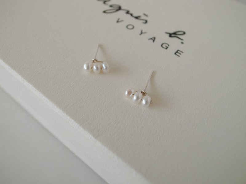 [Earrings] 925 sterling silver pearl earrings basic Valentine’s Day gift - ต่างหู - เงินแท้ สีเงิน