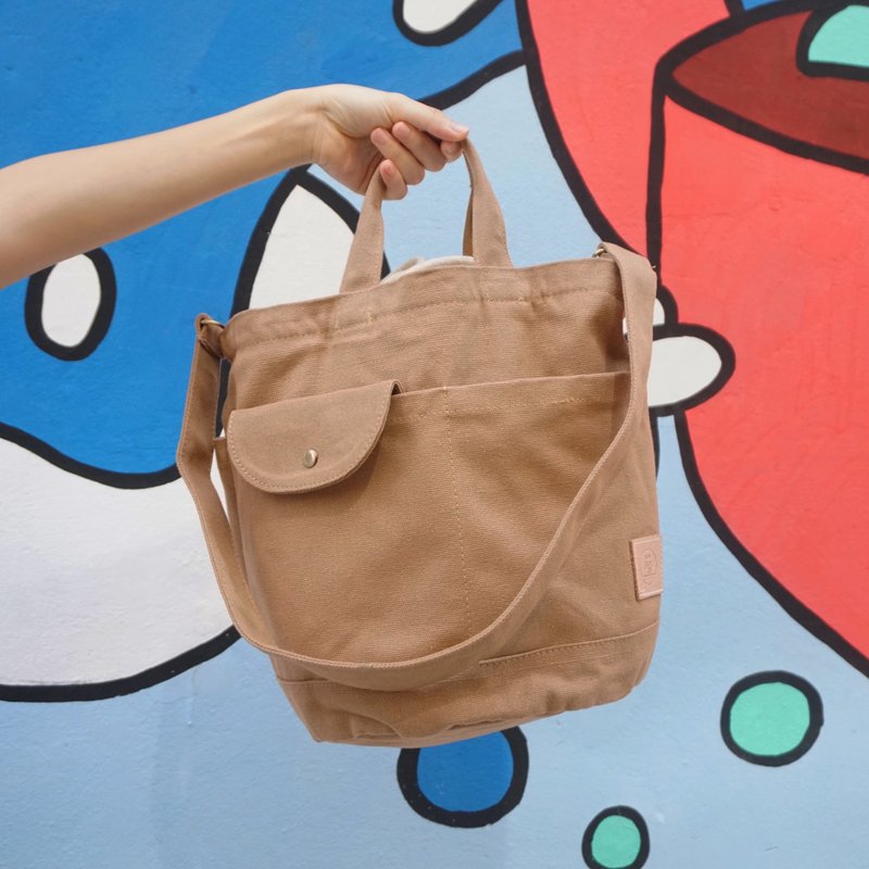 Drawstring Bag brown colour - 束口袋/束口背包/水桶包 - 其他材質 咖啡色