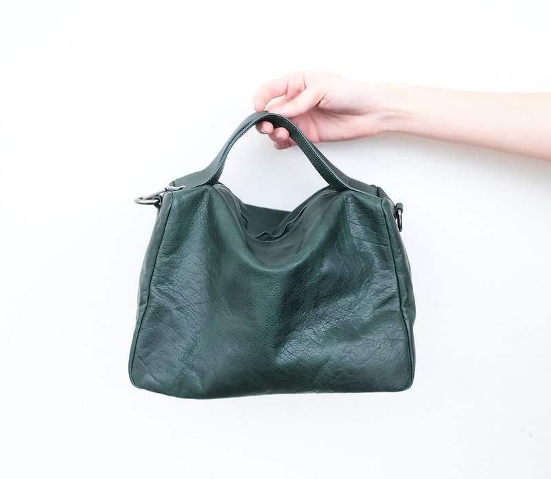 shoulder bag-green - Clutch Bags - Genuine Leather Green