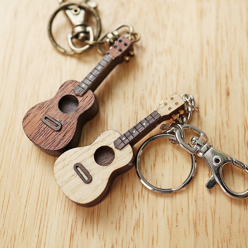 | Customized engraving + color selection | Simulated ukulele pendant key ring music gift - พวงกุญแจ - ไม้ สีนำ้ตาล