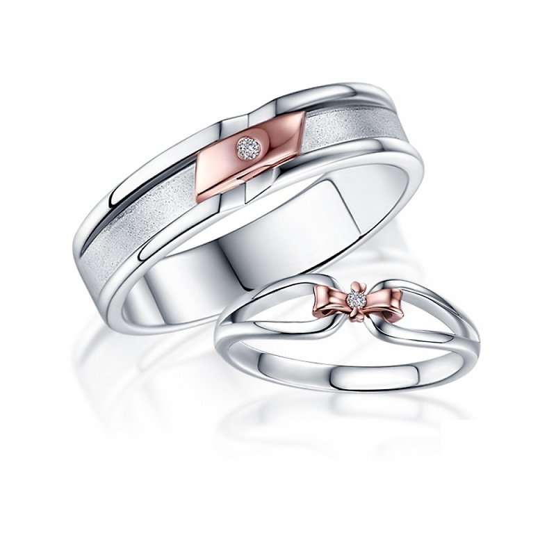 情侶對戒  鑽石白鋼戒指 相約到永遠  (訂做戒圍不加價 .可單買) - 對戒 - 鑽石 銀色