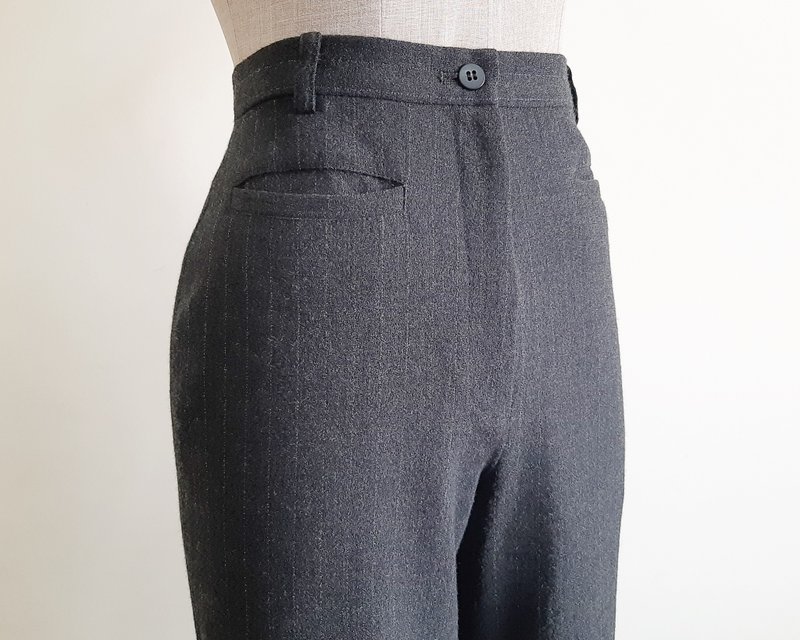 Vintage Gray Pinstripe Pants - Men's Pants - Other Materials Gray