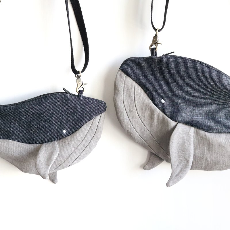 一點都不兇 深海鯨魚 手工斜背包 - 側背包/斜背包 - 其他材質 灰色