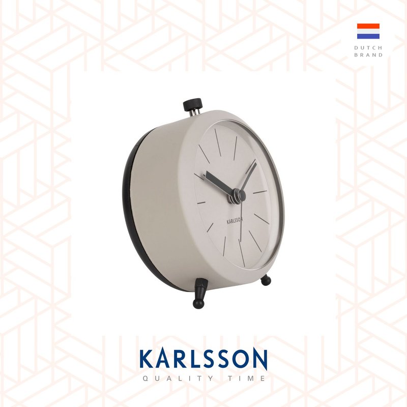 Karlsson, Alarm clock Button metal matt warm grey - นาฬิกา - โลหะ สีเทา