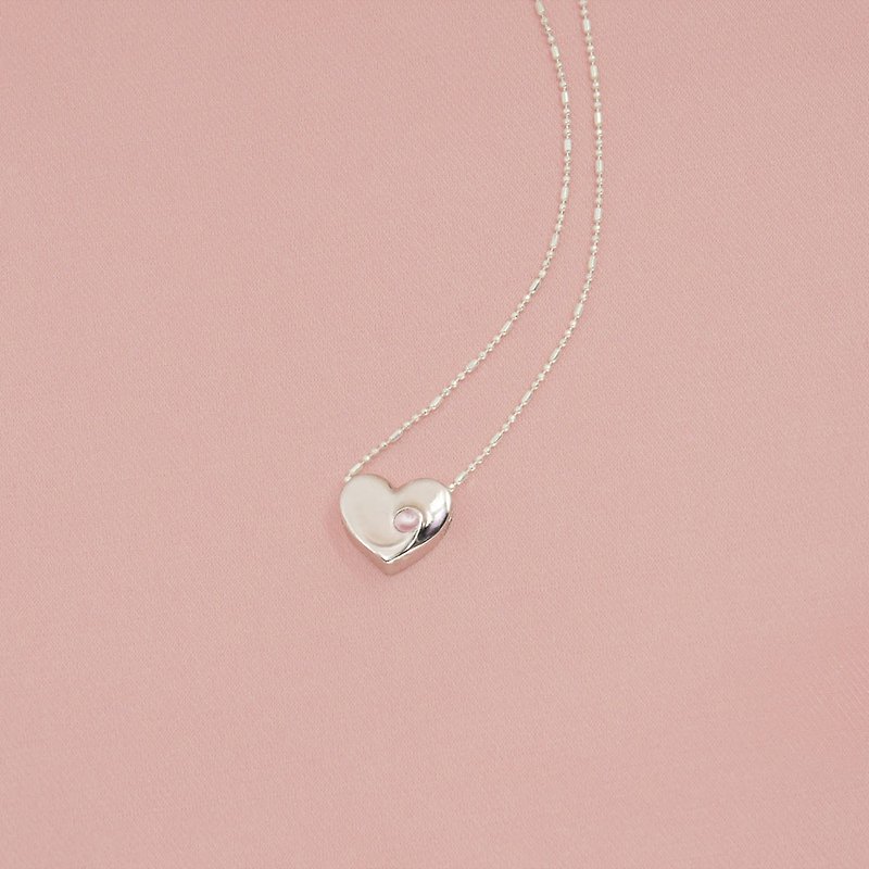 Smiling Sweetheart Sterling Silver Necklace-Light Pink Ceramic Beads - สร้อยคอ - โลหะ สึชมพู