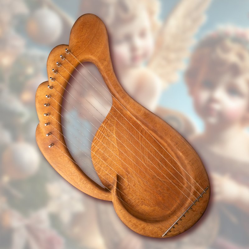 天使之翼 12弦手工里拉琴  Lyre 萊雅琴 聲音療癒 瑜伽 靜心冥想 - 擺飾/家飾品 - 木頭 咖啡色