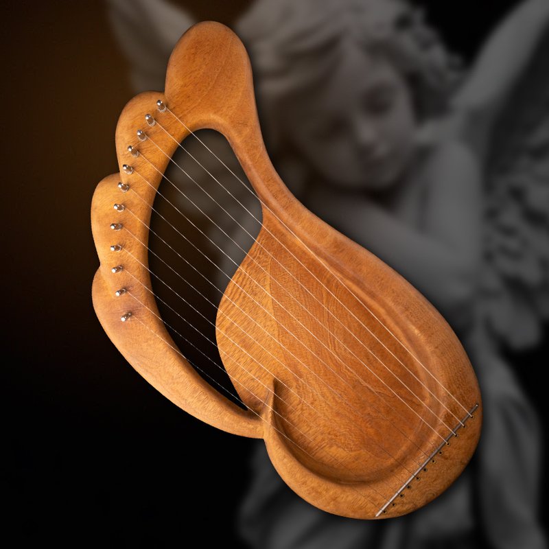 12弦天使之翼 手工里拉琴  Lyre 萊雅琴 聲音療癒 瑜伽 靜心冥想 - 擺飾/家飾品 - 木頭 咖啡色