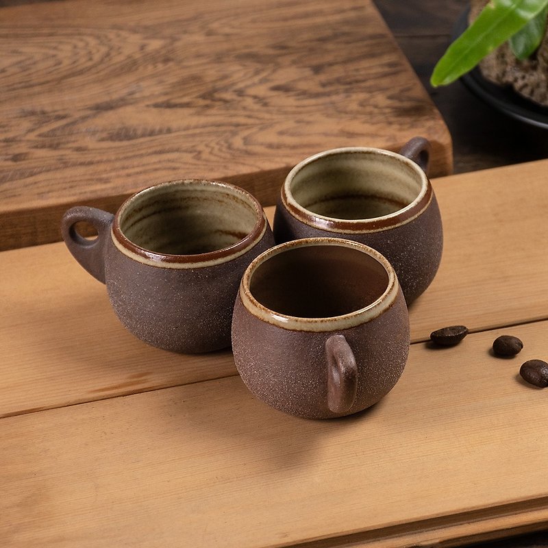 Aurli│Ready-to-use cup_single cup (inner glaze)_with cloth bag - Mugs - Other Materials Brown