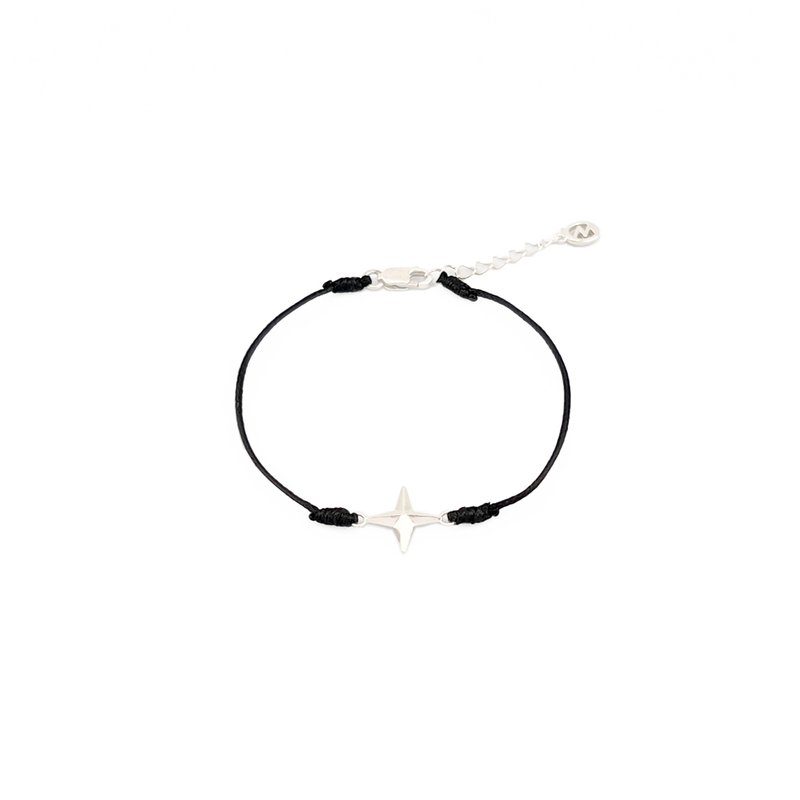 Intimate Secret Star Wishes Silver Braided Bracelet Black Line Color Customizable Text Customized Gift - สร้อยข้อมือ - เงินแท้ สีดำ