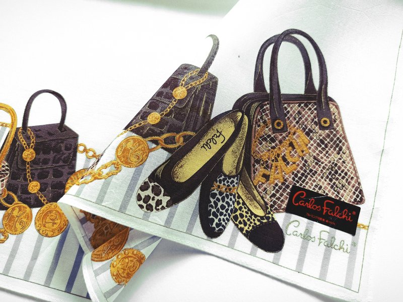 Carlos Falchi Vintage Handkerchief Handbag Shoes Accessories 19 x 19 inches. - Handkerchiefs & Pocket Squares - Cotton & Hemp Brown