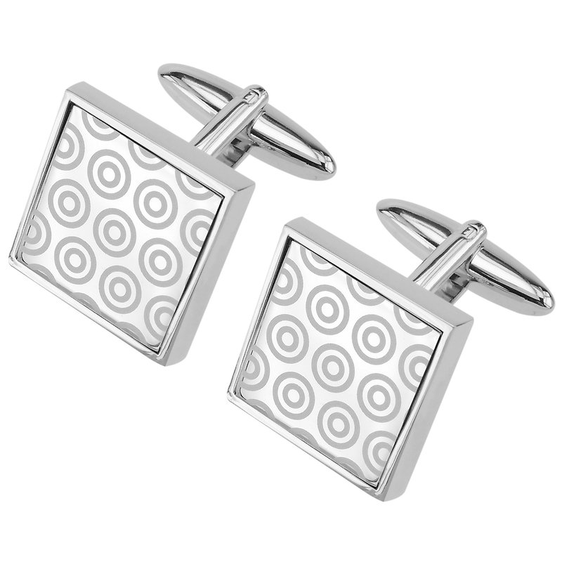 Laser Engraved Circles Cufflinks - Cuff Links - Other Metals Silver
