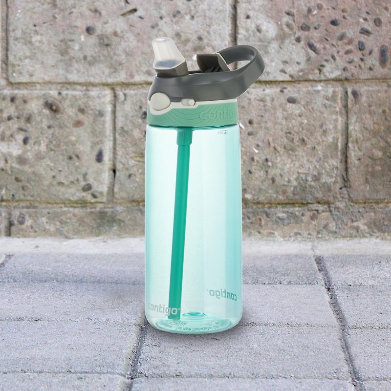 【Buffalo 牛頭牌】Contigo 運動吸管瓶590cc-灰綠色 - 水壺/水瓶 - 塑膠 綠色