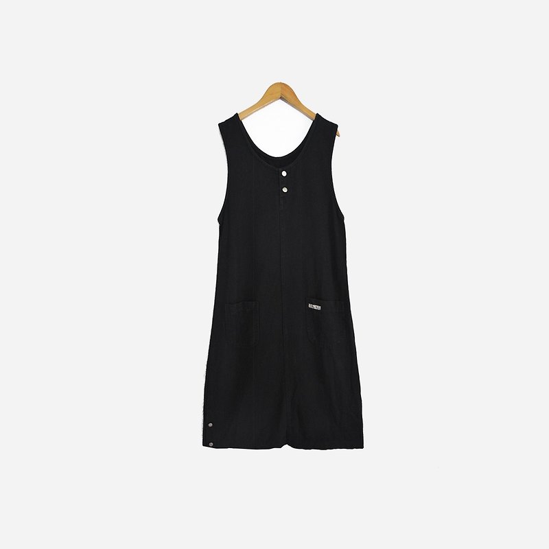 脫臼古著 / 黑牛仔無袖洋裝 no.626  vintage - 洋裝/連身裙 - 其他材質 黑色