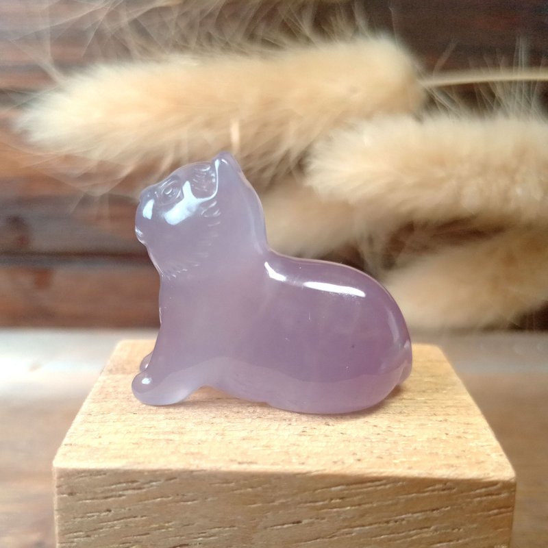 小雕件 小品動物-貓 花紫玉 - 擺飾/家飾品 - 玉石 紫色