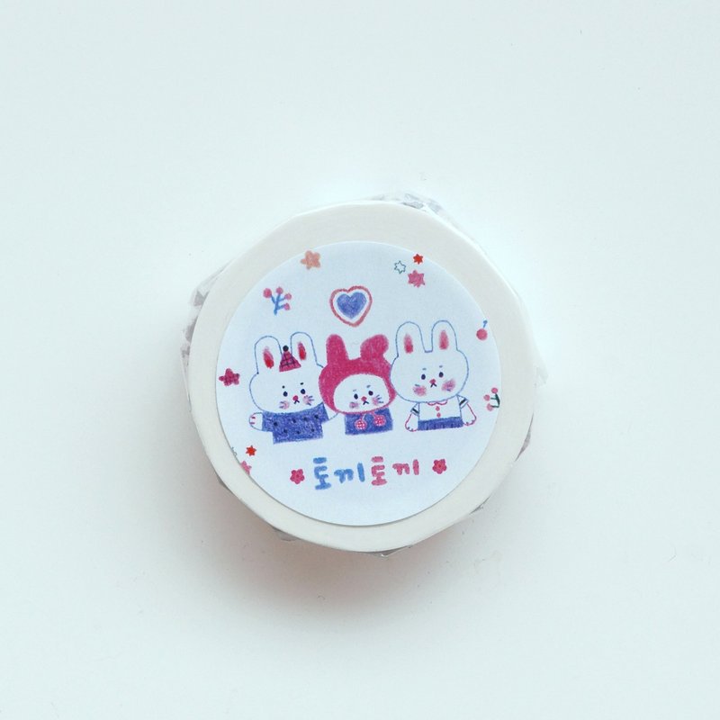 Rabbit rabbit masking tape - 紙膠帶/和紙/PET - 紙 粉紅色