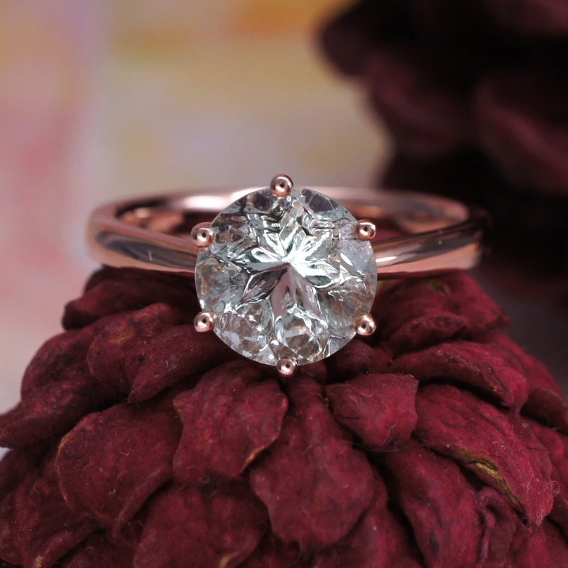 PRINCESS - Green Amethyst 18K Rose Gold Plated Silver Ring - แหวนทั่วไป - เครื่องเพชรพลอย สีเขียว