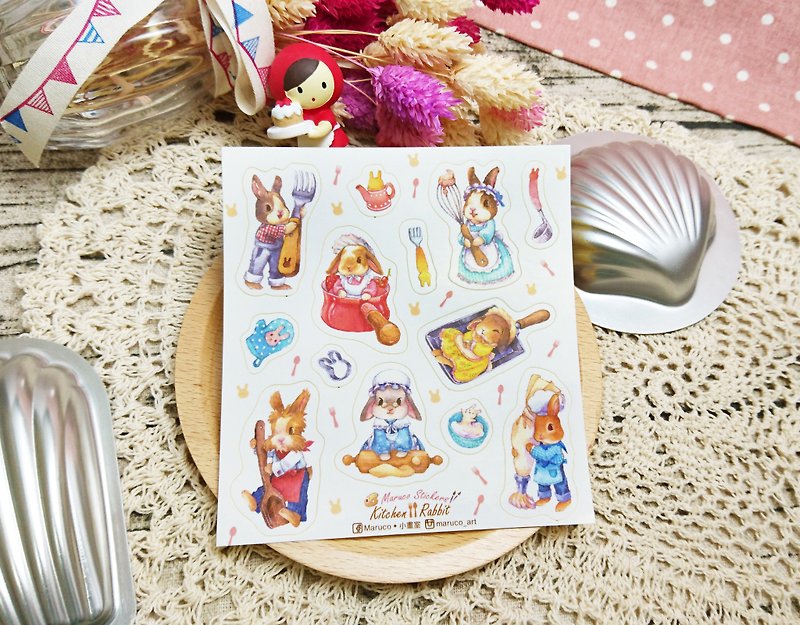 廚房兔兔-白底刀模貼紙 - 貼紙 - 紙 多色