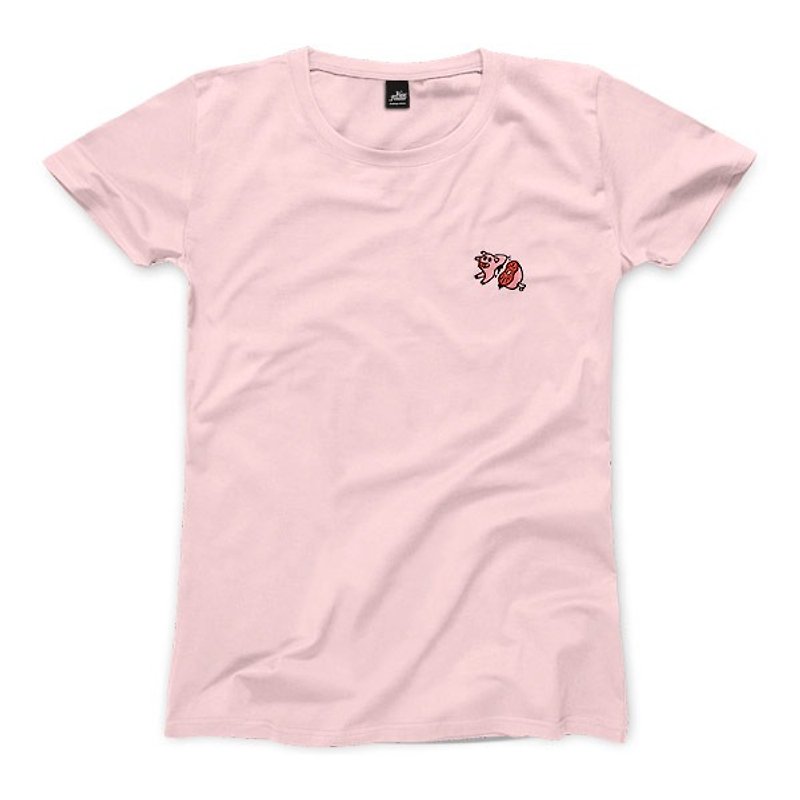nice to MEAT you - Pig - Pink - Women's T-Shirt - เสื้อยืดผู้หญิง - ผ้าฝ้าย/ผ้าลินิน 
