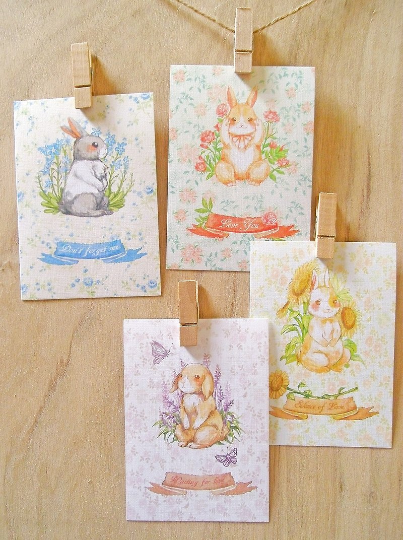 Flower word rabbit set/double-sided postcard postcard - Cards & Postcards - Paper 