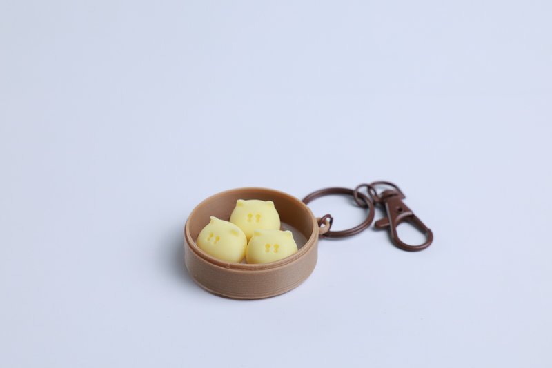 3Dprint 奶皇包貓咪點心籠掛飾 - 鑰匙圈/鑰匙包 - 塑膠 黃色