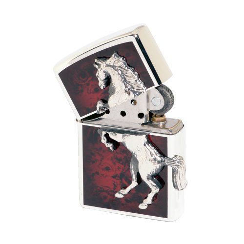 [ZIPPO Official Flagship Store] Classic Horse (Flame Red Silver) Windproof  Lighter ZA-5-3G