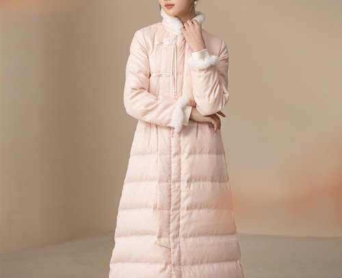 Katie HONG KONG GIRL china jacket ライトピンク Vintage Chinese Cotton Jacket Women Warm Plush Coat Tang