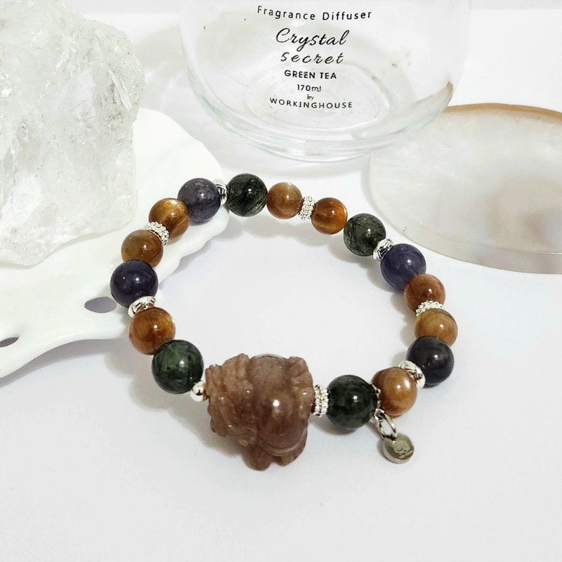 骨幹龍龜男款設計手鍊/高度聚財、助事業運、增強溝通之搭配水晶 - 手鍊/手環 - 水晶 金色