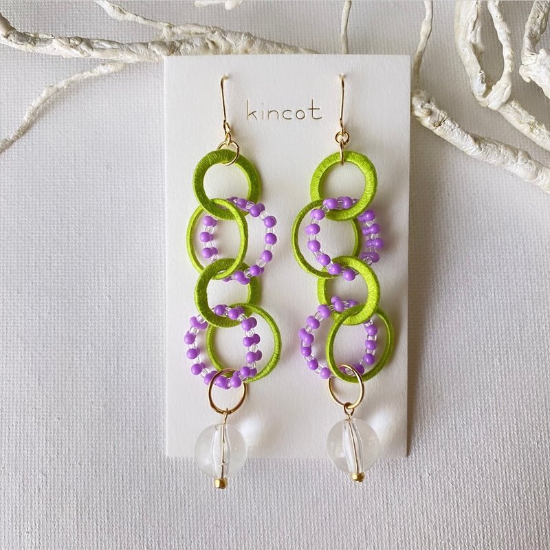 Cercle Clip-On[green x purple] - Earrings & Clip-ons - Cotton & Hemp Green