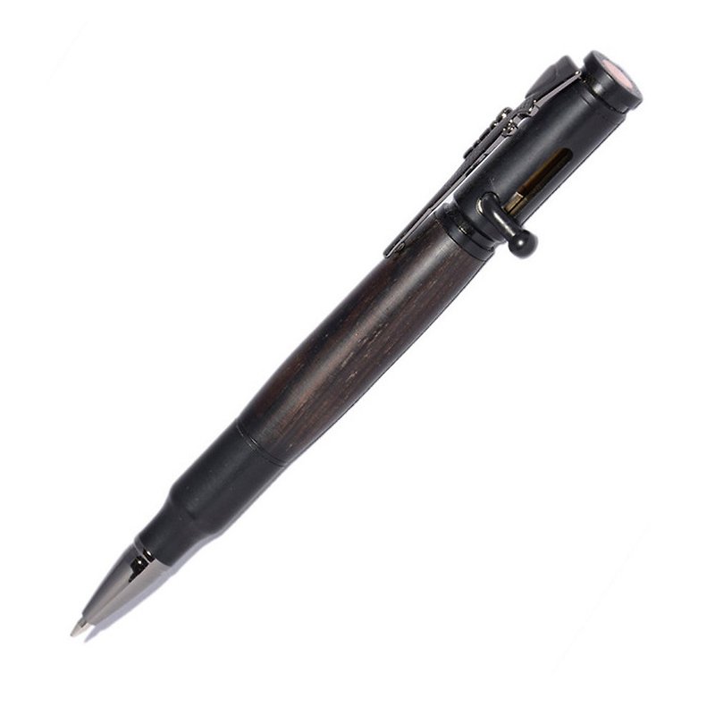 Handmade Wooden Ballpoint Pen with a Rifle Clip and a Bolt Action Mechanism - 原子筆/中性筆 - 木頭 黑色