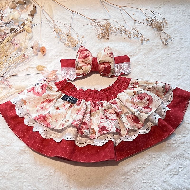 Soufflé butt skirt-watercolor paper from Bologna winery//Photography for birthday parties and gift giving at the end of the month/ - Skirts - Cotton & Hemp Red