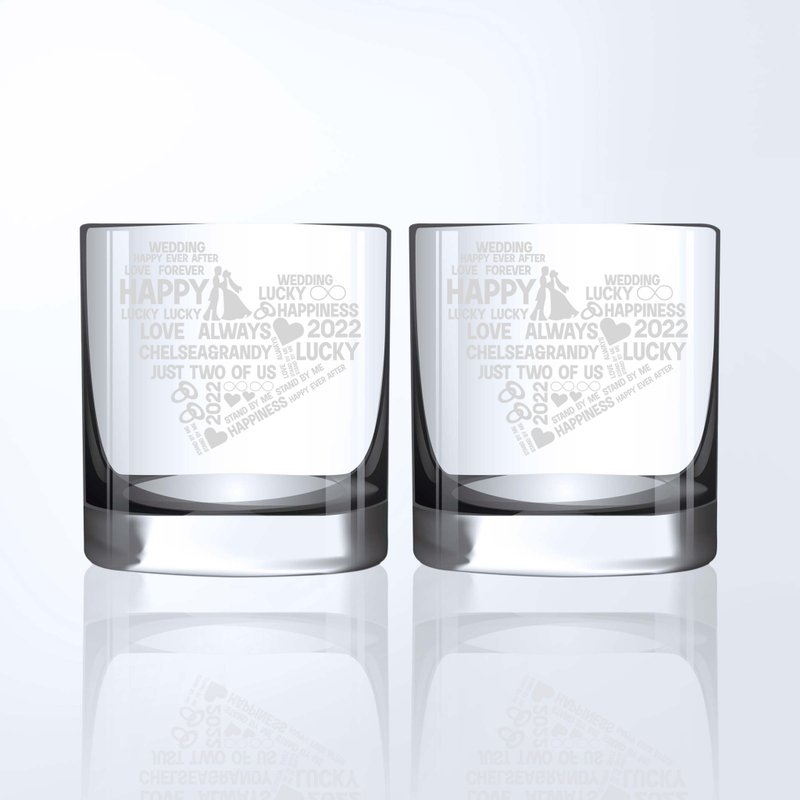 Text Art 紀念日禮物 訂製個性化情侶愛心威士忌對杯|雕刻 - 酒杯/酒器 - 其他材質 