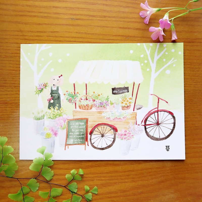 小花車 明信片 - 心意卡/卡片 - 紙 綠色