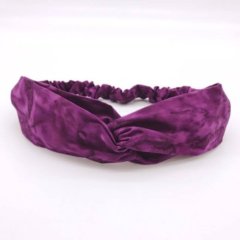 Batik hand heartbeat ribbon hair band limited cross hair band - Hair Accessories - Cotton & Hemp Purple