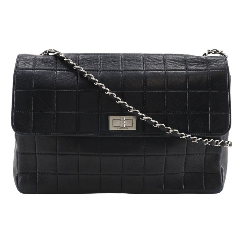 【日本直送】シャネル CHANEL 2.55 チョコバー ショルダーバッグ チェーンショルダー ヴィンテージ ラムスキン 黒 レディース【中古】 - 側背包/斜背包 - 真皮 黑色
