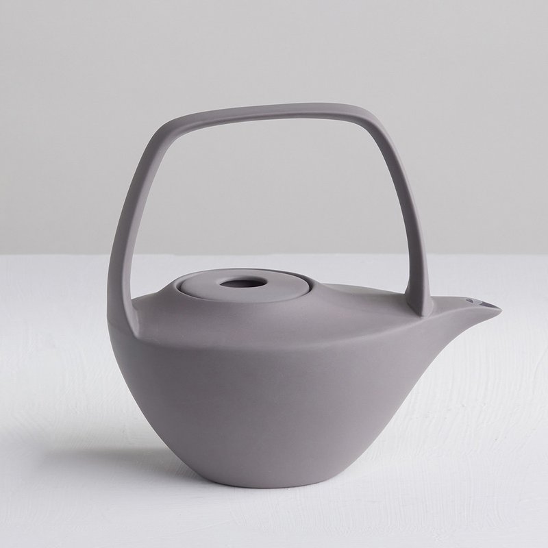 【3,co】水波提樑壺(2件式) - 灰 - 茶壺/茶杯/茶具 - 瓷 灰色