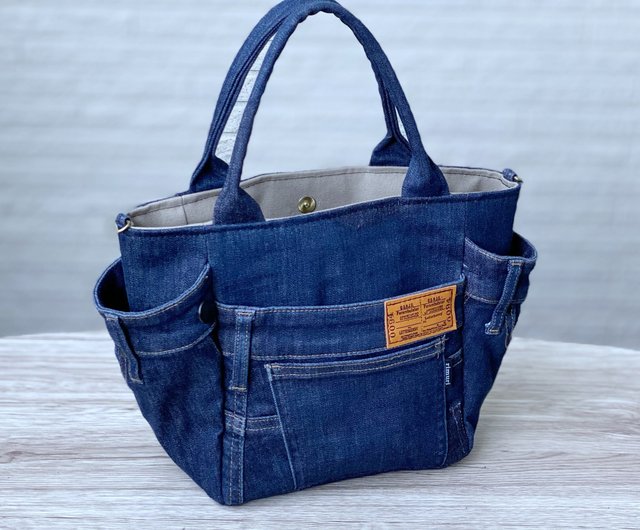 DENIM MINI TOTE BAG - Blue