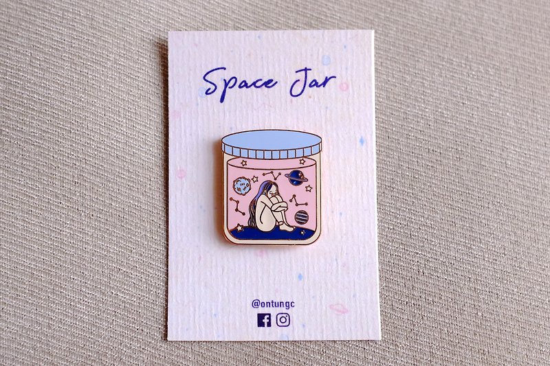 Space Jar / Enamel Pin - เข็มกลัด - วัตถุเคลือบ สึชมพู