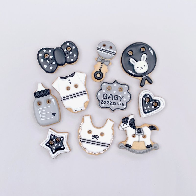 Leona's handiwork ((Little Rabbit, Little Dragon Girl)) 10 pieces - black and white - Handmade Cookies - Fresh Ingredients Black