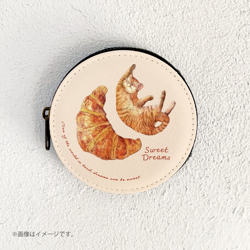 SWEET DREAMS_猫とクロワッサン /Originalコインケース - 零錢包/小錢包 - 其他材質 粉紅色