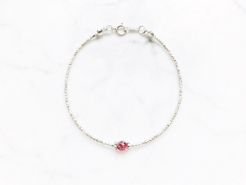 :: Silver Series :: Dark Strawberry Crystal (Deep Pink) Mini Silver Silver Bracelet - Bracelets - Silver 