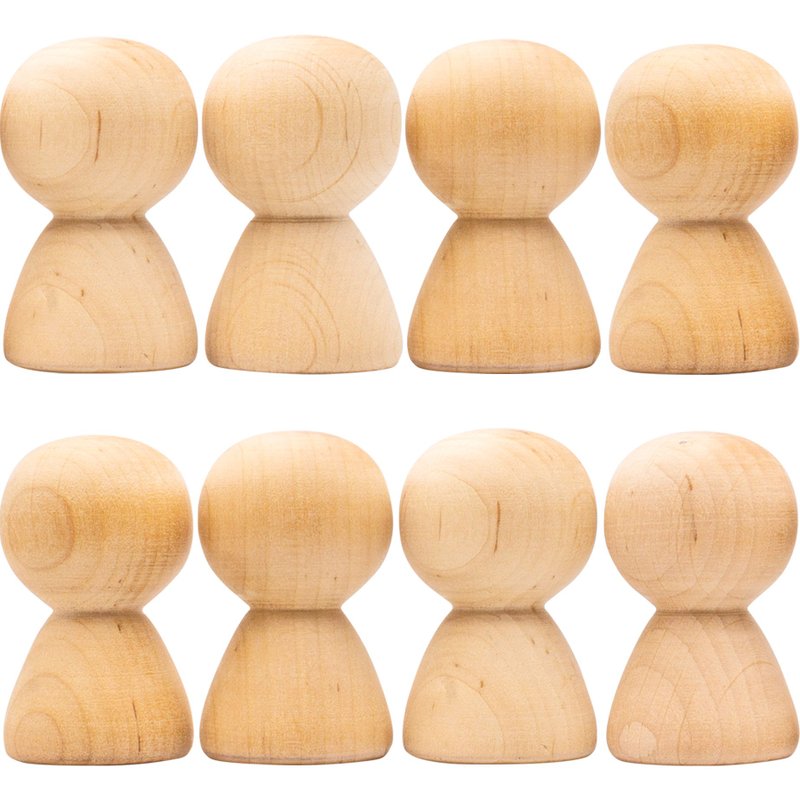 Unfinished Wooden Peg Dolls 2'' Set 8 pcs - Peg People Wooden for DIY - 木工/竹藝/紙雕 - 木頭 