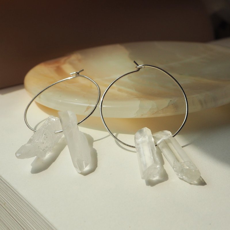 Irregular Natural Crystal Earrings-Free Earrings - Sterling Silver - Earrings & Clip-ons - Jade Silver