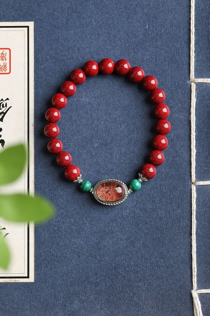 天然原礦硃砂精品紫金砂單圈手鏈 含量高達95%以上 - 手鍊/手環 - 寶石 