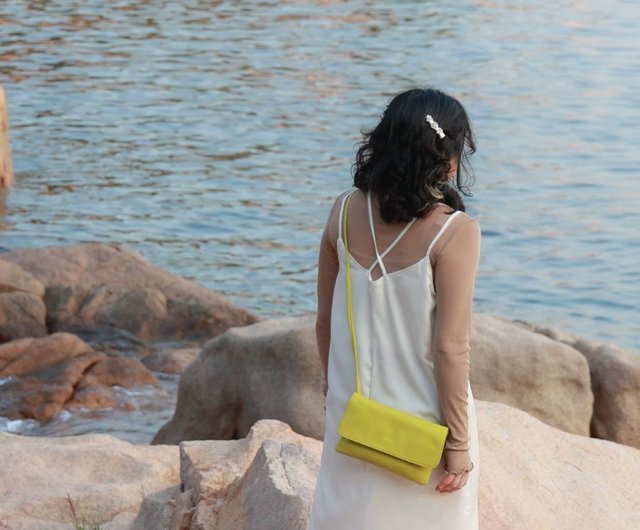 Messenger Crossbody Flap Over Bag Lemon Yellow